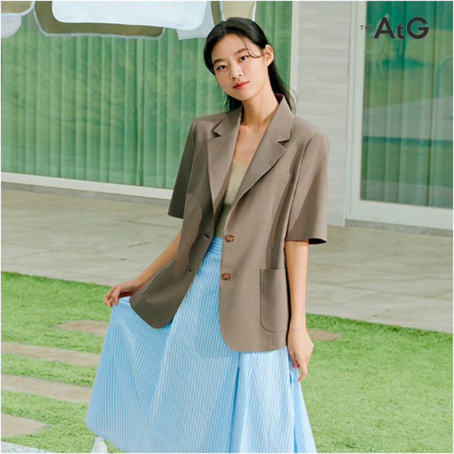 [더 엣지] [TAG가 179 000원] 린넨혼방 반팔 자켓 WXJK3G03