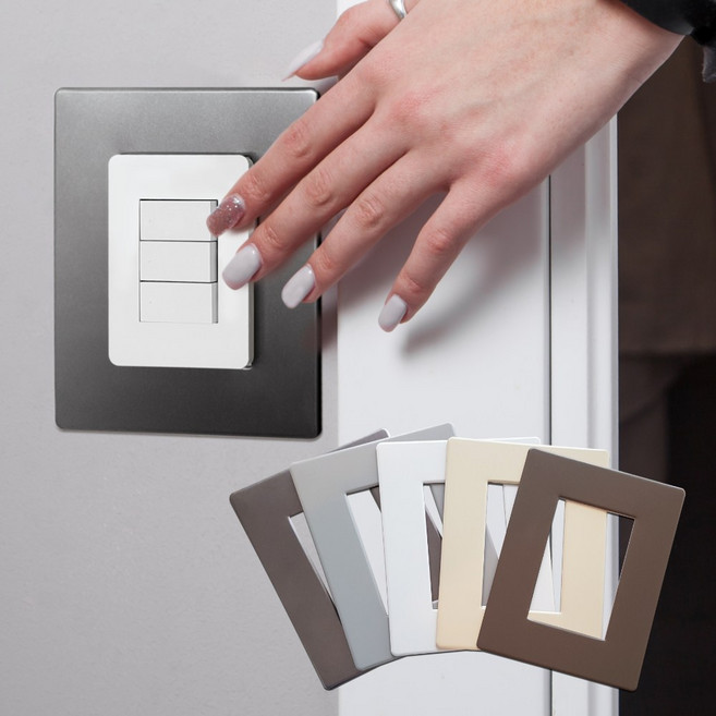 메탈 스위치커버-소형벽지보호 손때방지 콘센트 커버, 매트그레이