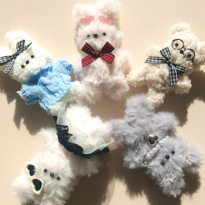 모모 모루인형 키링 만들기 뽀글모루 밍크모루 혼합 5종 풀패키지세트, 1세트