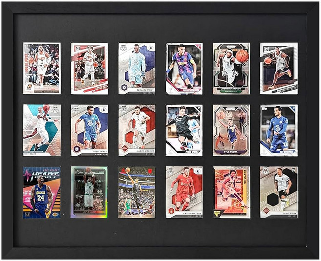 18 야구 카드 디스플레이 케이스 - 야구 농구 축구 하키 트레이딩 카드 컬렉션을 위한 트레이딩 카드 디스플레이 스포츠 등급 카드 디스플레이 케이스 벽걸이 자외선 차단 유리문, 1개