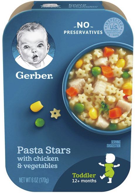 거버 파스타 스타 면어린이 식품 170g, 1개, 치킨 + 야채(Chicken + Vegetables)