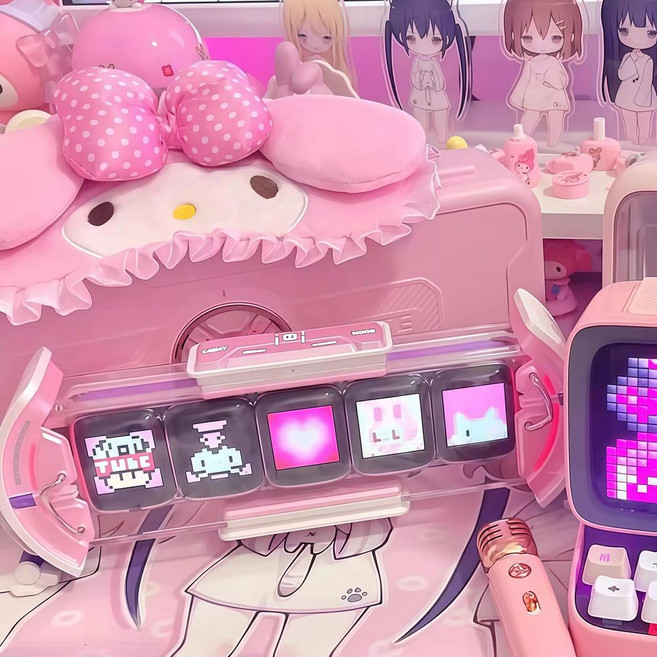 Divoom 액자프레임 TimesFrame DIY 디지털 액자, B. 도트 사운드 타임 게이트 핑크색 선물 상자 최종, B. 도트 사운드 타임 게이트 핑크색 선물 상자 최종