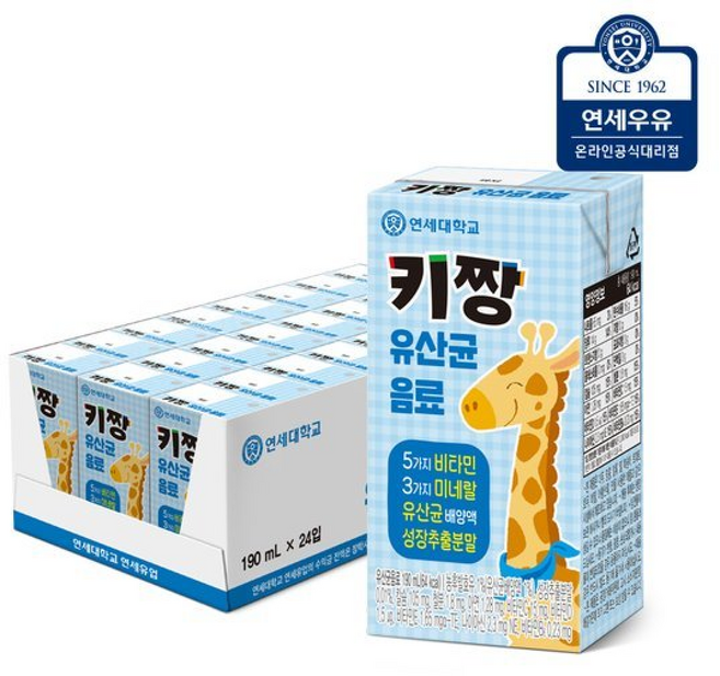 연세우유 키짱 유산균 음료, 연세유업 키짱 유산균 음료 190ml 24팩, 24팩, 190ml