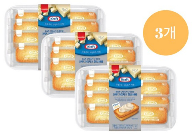 삼립 크래프트 진한 크림치즈 휘낭시에 360g(8입)X3팩/1박스, 360g, 3개