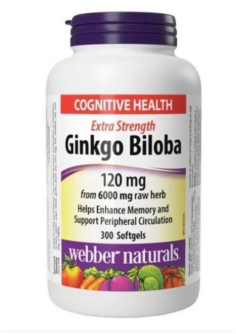웨버 네츄럴 징코 빌로바 은행나무 추출물 300정 (WEBBER GINKGO BILOBA 120mg 300 SOFTGELS), 1개