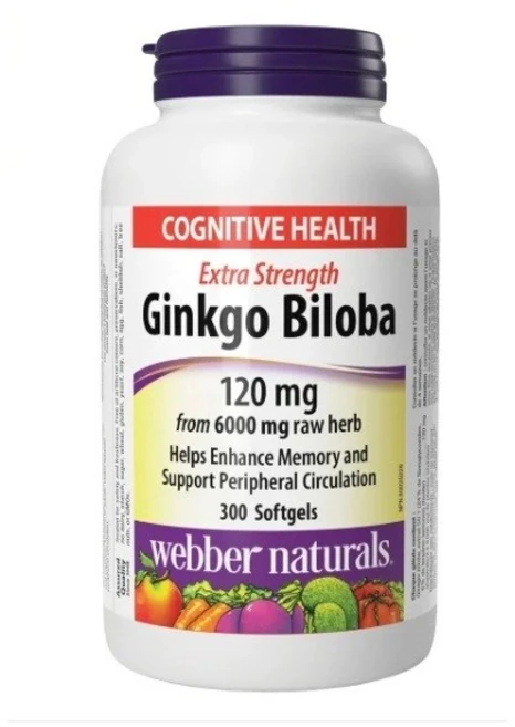 웨버 네츄럴 징코 빌로바 은행나무 추출물 300정 (WEBBER GINKGO BILOBA 120mg 300 SOFTGELS), 1개 - 쿠팡