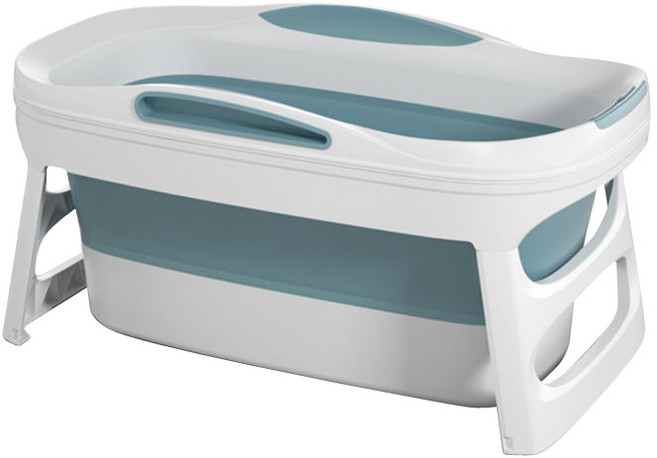 折疊浴缸 大號泡澡桶, 藍白, 1個