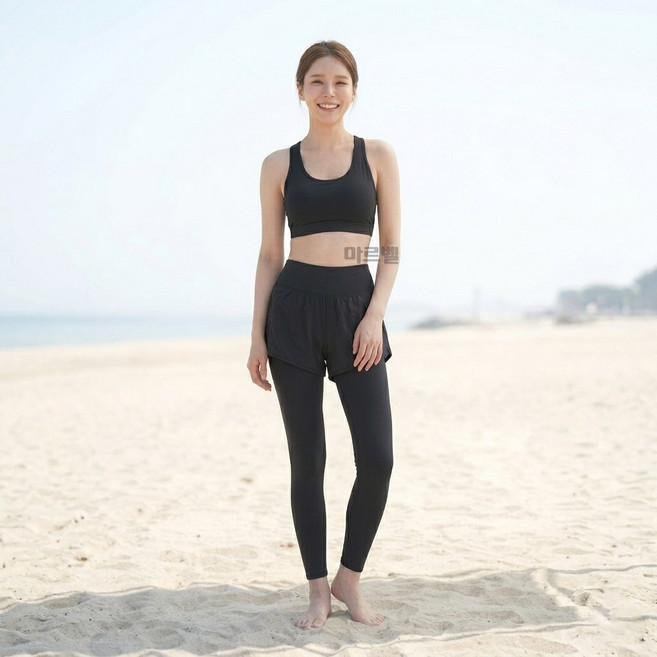 [2종 세트] 마리벨 여성 여름 워터레깅스 자외선 UV차단 9부 요가 필라테스 래쉬가드 하의 반바지 워터 팬츠 아쿠아 치마 긴바지 레깅스 일체형