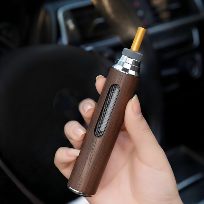 차량용 담뱃재 냄새 차단 휴대용 담배 재떨이 연초 파이프 홀더, 1개, 블랙 월넛