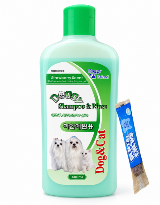 도기프렌드 샴푸&린스 올인원(애견&애묘겸용)+사은품(강아지껌베리츄1개), 1개, 400ml