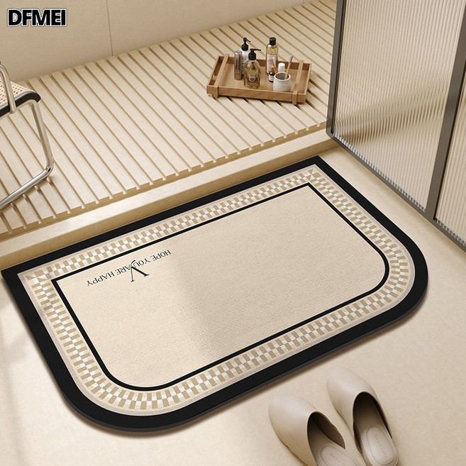 DFMEI 硅藻泥地墊北歐輕奢浴室門口吸水速幹易打理腳墊家用防滑耐髒地墊, 80*120cm(硅藻泥)