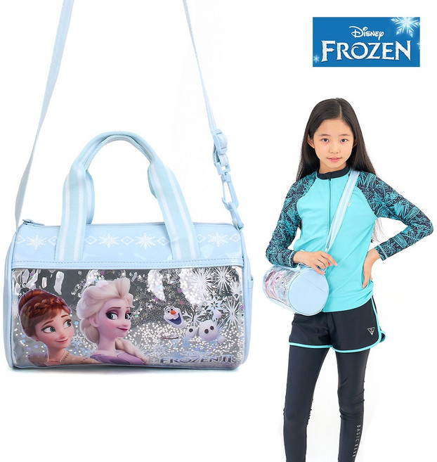 수영가방 겨울왕국2 스팽글 원통 유아 아동 어린이 여아비치백 스포츠가방