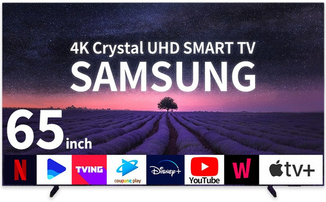 4K 울트라 UHD 스마트티비 스탠드 설치 무료설치배송, 방문설치, 스탠드형, DU7200(24년형), 165cm(65인치)