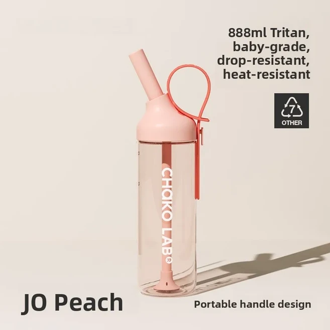 Chakolab 스포츠 워터 컵 대용량 밀짚 여성을위한 동반자 여름 물병 귀여운 스타일, 03 조 복숭아