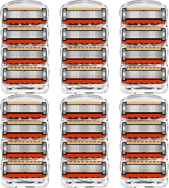 독일 블랙주황 프리미엄 6중 질레트 면도날 프로글라이드 퓨전 호환 날카로운 면도기, 6개, 4개입