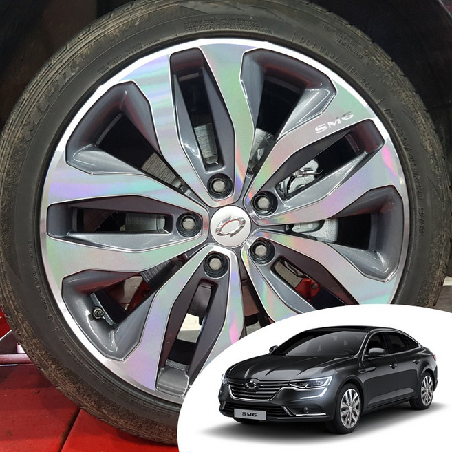 [카엔] SM6 18인치 휠 마스크 포인트 레터링 데칼 스티커 시트지, 크롬골드