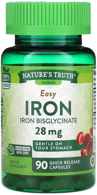 단백질 비타민 철분 마그내슘 칼슘 Nature's Truth Easy Iron 28 mg 90 Quick Release Capsules 고루고루섭취해주세요, NaturesTruthEasyIron28mg90Quic, 1개 - 쿠팡