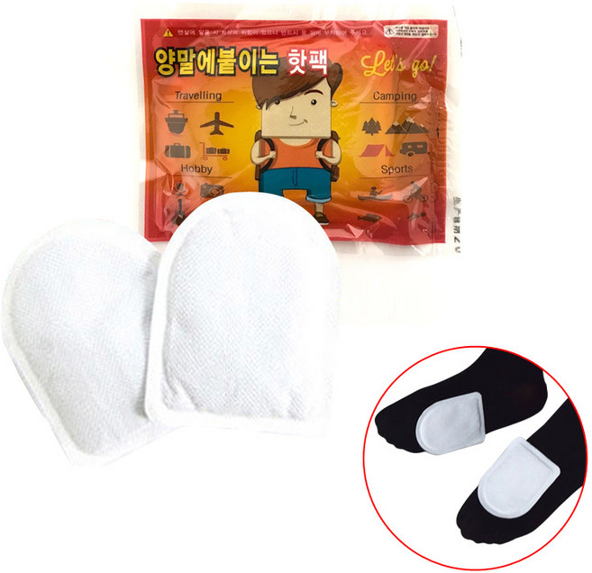 레츠go 붙이는발핫팩 2매입 발난로 발바닥 핫팩, 30개