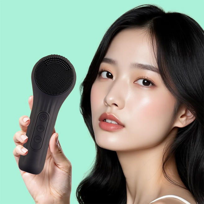 LOKUEO 진동클렌저 실리콘 모공 세안 브러쉬 전동 클렌저 온열 얼굴클렌징기계, 스페이스 블랙