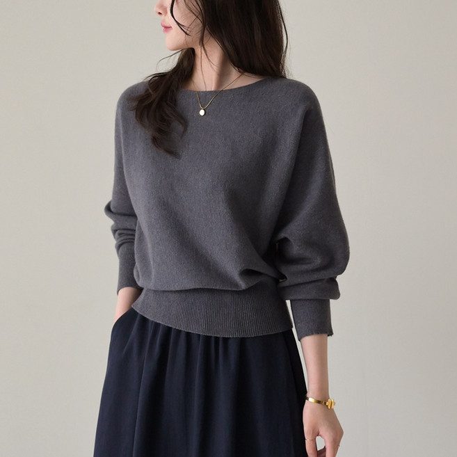 데일리앤 팔레트 여성 여리 가오리핏 보트넥 입술넥 니트 부드러운 베이직 이너 니트티 가을 겨울