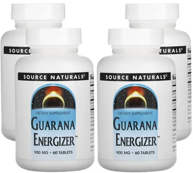 소스네츄럴스 과라나 에너자이저 900mg 60 정, 4개, 60정 - 쿠팡