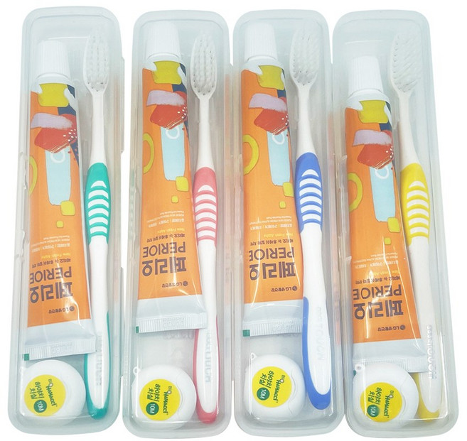 페리오 여행용 칫솔 + 치실 + 치약 + 케이스세트, 4개, 50ml