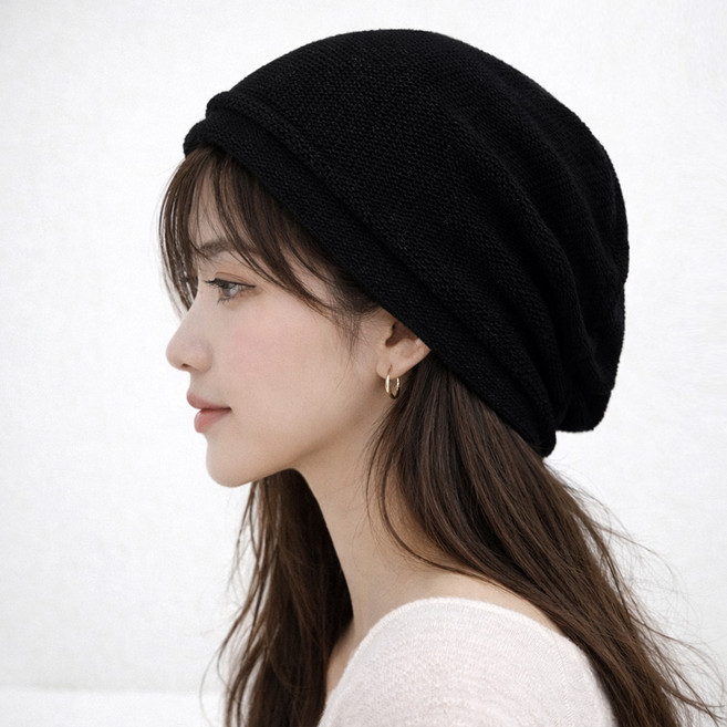 롤업 데일리 남녀공용 면 니트 비니 모자 국내생산