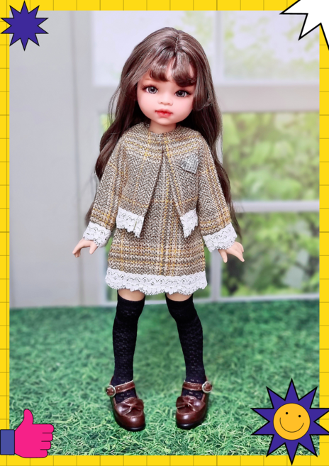 파올라레이나32cm USD26cm 도리스돌30cm ( 그린체크 트위드 투피스 ) bjd 구체관절 인형옷 <완제품>