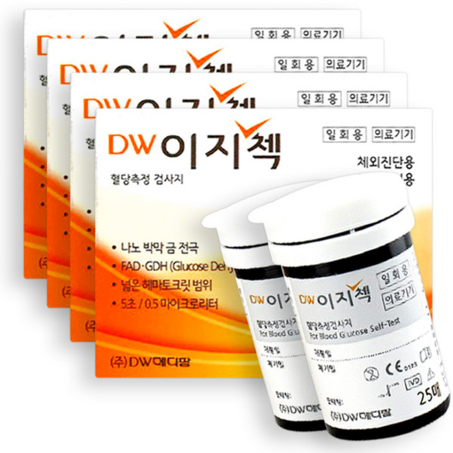 DW 이지첵 혈당 측청지 검사 시험지, 50매입, 4개