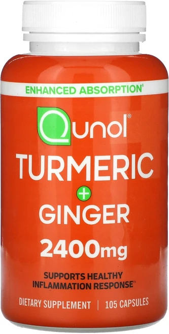 Qunol 강황 + 생강 2400mg 캡슐 105정(캡슐 1정당 800mg), Qunol강황생강2400mg캡슐105정캡슐1정당800m, 1개, 105정 - 쿠팡