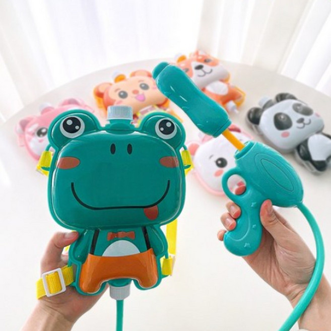 백팩 물총 유아 어린이 캐릭터 대용량 물놀이 가방 워터건 배낭 여름 초등 단체 선물 워터밤, 1개, Q0056 백팩물총_개구리