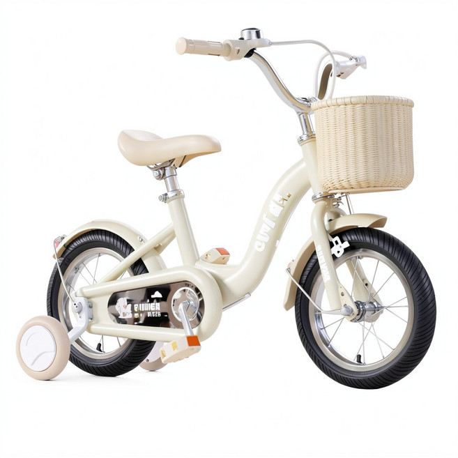 amida 兒童腳踏車, 16寸 - 經典款 黃色黑胎普通輪無後座禮包支撐, 1個, 16cm