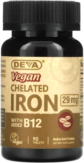데바 Deva 비건 킬레이트 철분 29 mg 90 타블렛, 90정, 1개 - 쿠팡
