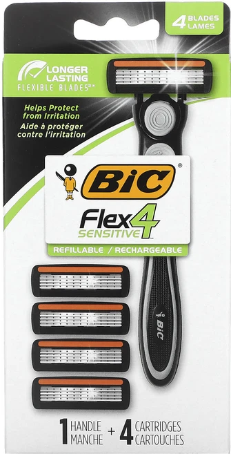 BIC Flex 4 센시티브 손잡이 1개 카트리지 4개, BICFlex4센시티브손잡이1개카트리지4개 - 쿠팡