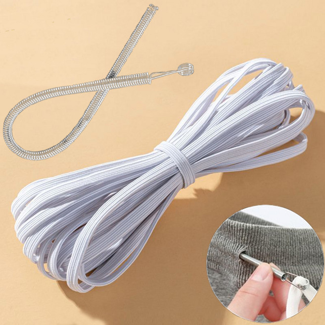 BEST-BB 바지 고무줄 밴드 끼우개 세트 10mm*10m, 1개, 화이트