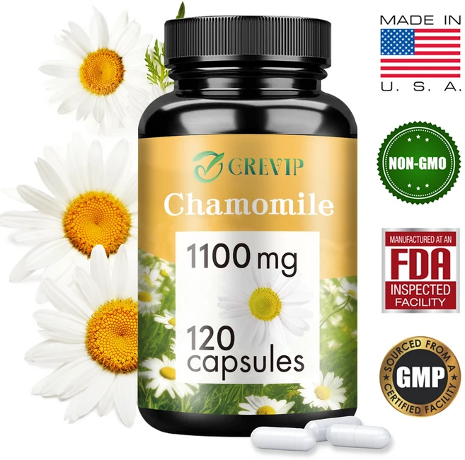 고농축 캐모마일 꽃 추출물 수면 질 향상 스트레스 완화 불안 감소 천연 진정제 위장 건강 편안한 휴식 신경 안정 불면증 개선 근육 이완, 1개, 120정 - 쿠팡
