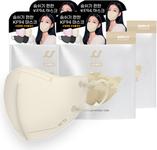 김국산 KF94 씬핏 새부리형 마스크 중형, 4개, 베이지, 25개입
