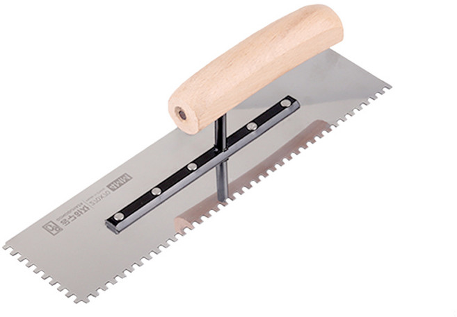 공구하자 타일 압착 고대 톱니 흙손, 길이 250 x홈깊이 4mm, 1개