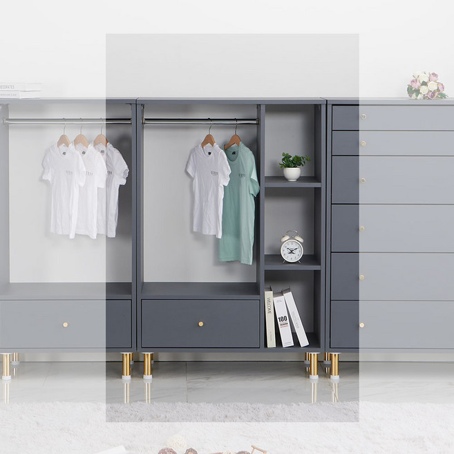 우드팜 비바 아기옷장 아이방 키즈 유아 어린이 옷 서랍 수납 베이비장 세트, 그레이, 3. 비바 베이비수납장