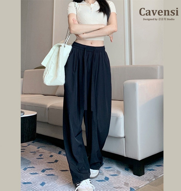 Cavensi 寬褲 冰絲涼感 韓系卡其