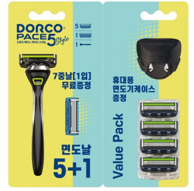 도루코 페이스 5 스타일 스타터킷 베이직 면도기 세트 면도기 + 면도날 5p, 1세트, 혼합세트