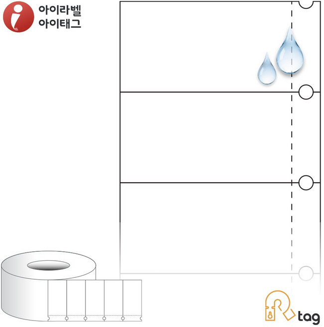 더롤태그 TRLS6032WP 출력용 비점착 시트태그 60 X 31.75 (mm) 흰색(방수) PET 리본 필요, 대(2000라벨)