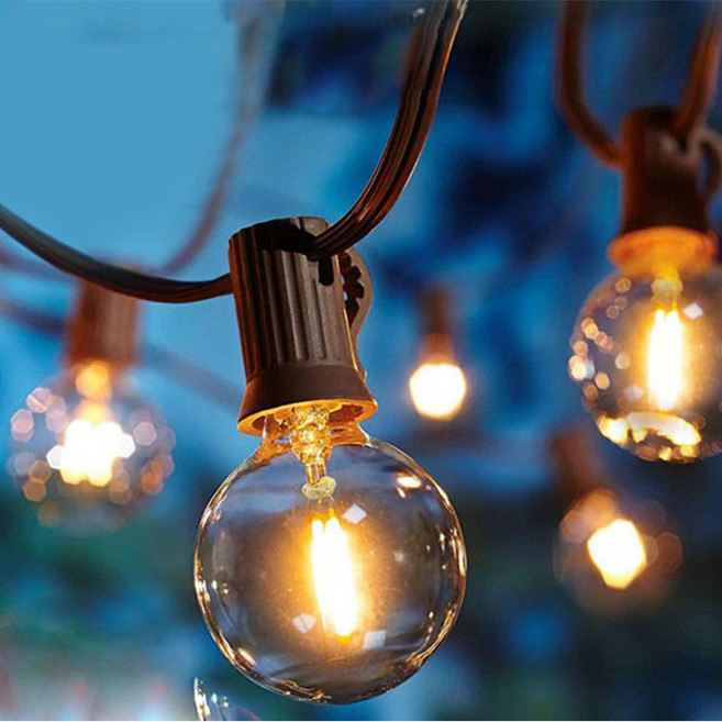 에이플 태양광 G40 알전구 트리전구 USB겸용 9.5M 25램프 줄조명 필라멘트 볼 전구, 9.5M 25램프 필라멘트전구(여분전구2개포함)