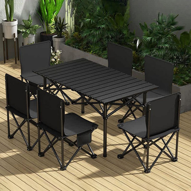 아웃도어 테이블 아웃도어 테이블 의자 폴딩 캠핑 테이블 휴대하기 편리하고 가벼운 방재용 아웃도어 캠핑 낚시 피크닉 바비큐 캠핑 용품 / 수납 가방 x1 테이블 x1 접이식 의, 95cm블랙