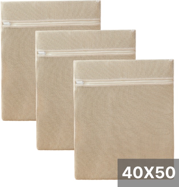 셀프웰 순면 세탁망 40X50 사각 무형광, 3개, 베이지