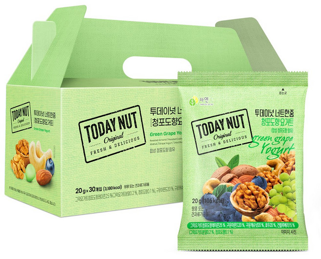 투데이넛 너트한줌 청포도향 요거트 20g 30봉, 1개