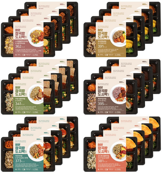 허닭 잡곡밥도시락 6종 혼합 구성 (현미 흑현미 렌틸콩 외), 250g, 24개