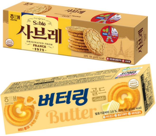 해태제과 인기비스켓2가지 (버터링골드65+사브레84_), 10세트, 149g