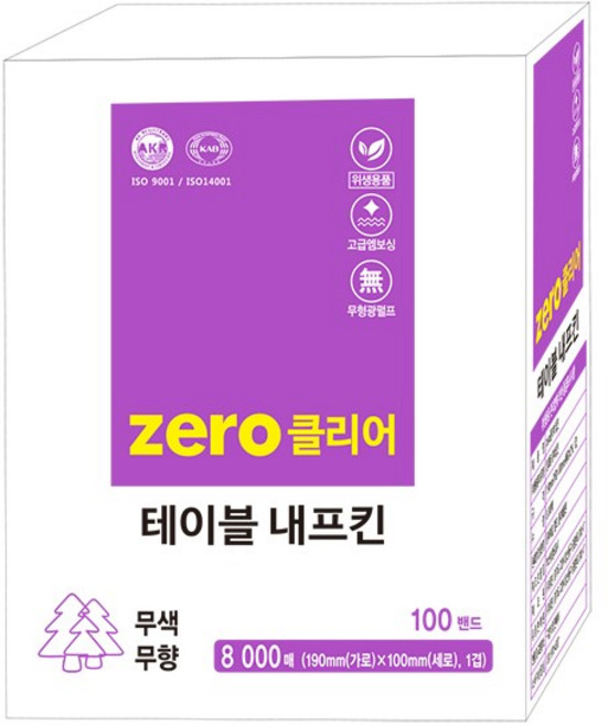 제로클리어 테이블 냅킨 8 000매, 80매 x 100밴드 = 8000매, 1개