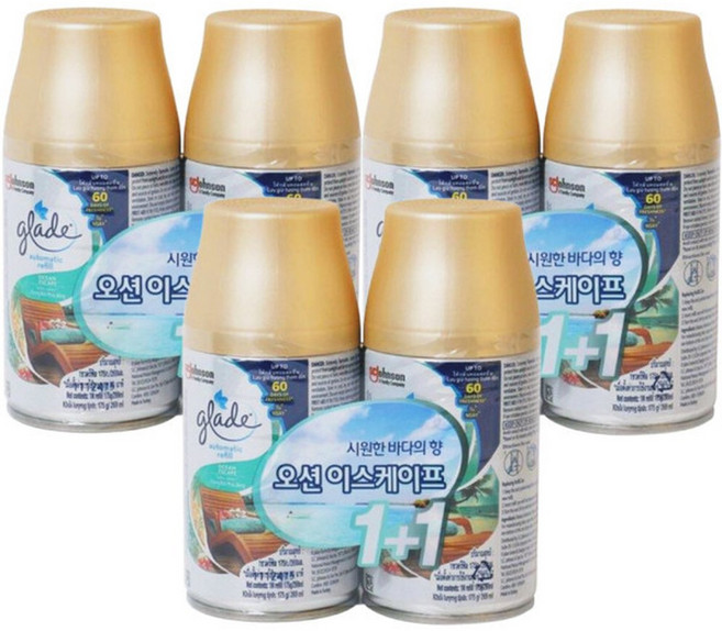 그레이드 자동분사기 방향제 리필 오션 이스케이프 269ml 2개입 x 3개, 6개